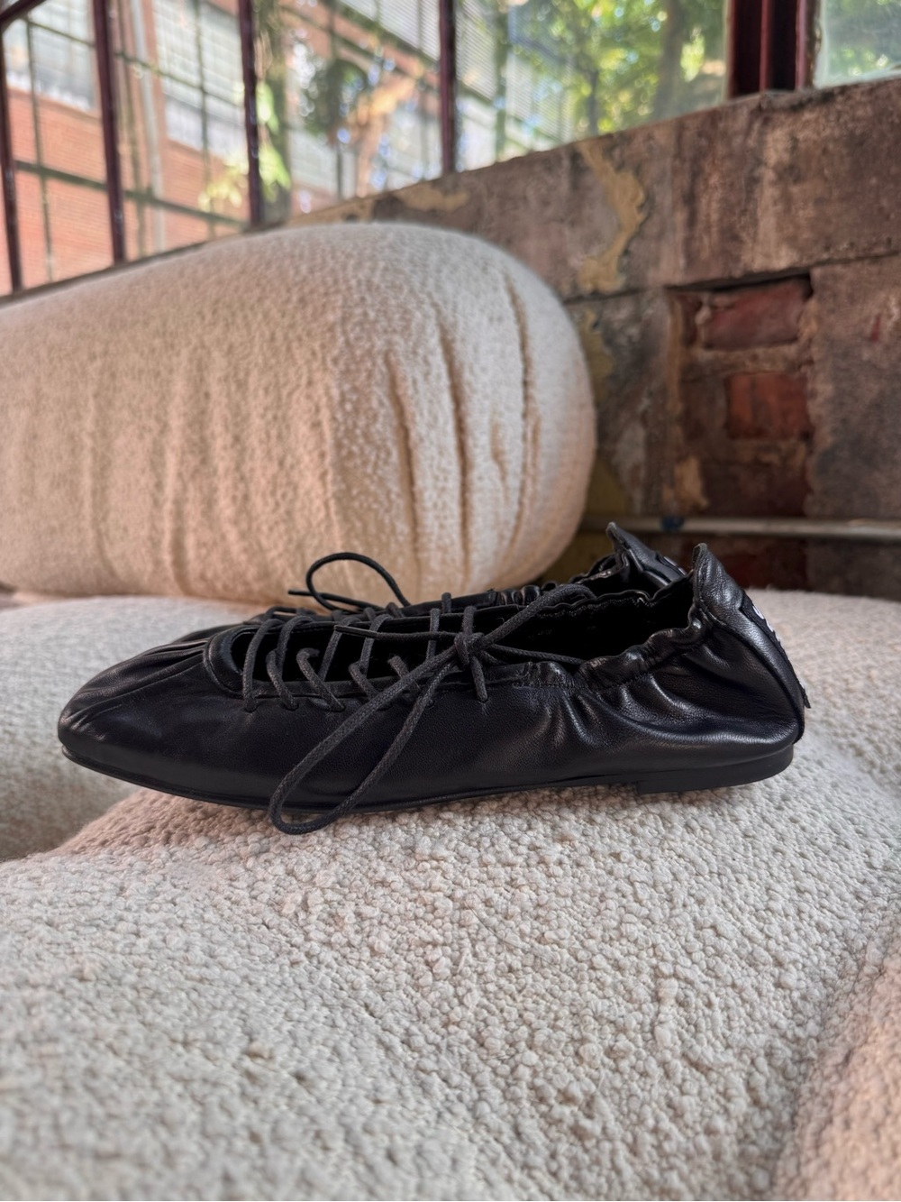Alohas Black Lace-Up Ballet Flats - Picture 2 of 6